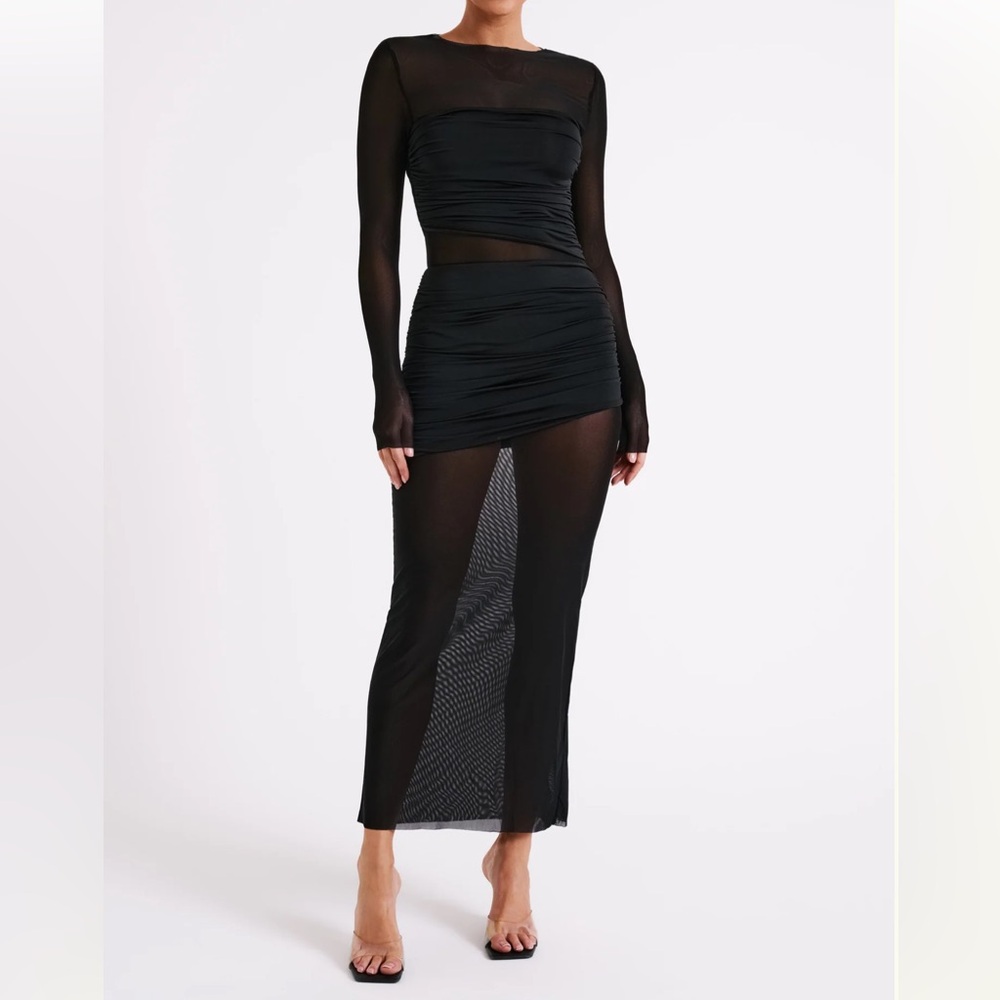 Meshki Kate Mesh And Nylon Maxi Dress Black Large NWT